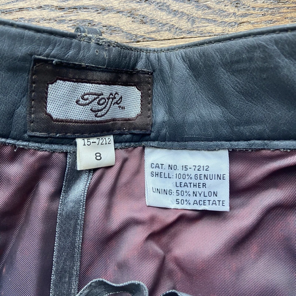 复古 100% 皮革女式 8 码灰色长袜裤 — 第 3/4 张图片