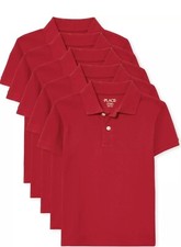 5PK The Children  s Place Boys Size XX Large 16 Redwood Uniform Pique Polo NWT