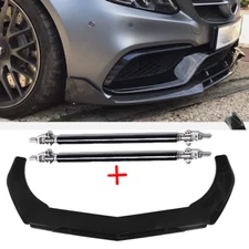 Front Bumper Lip Splitter Spoiler Glossy Black Body Kit For Mercedes-Benz C200 C