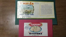 Tidepoint Oysters and Mast-er Brand Whole Razor Clams Labels