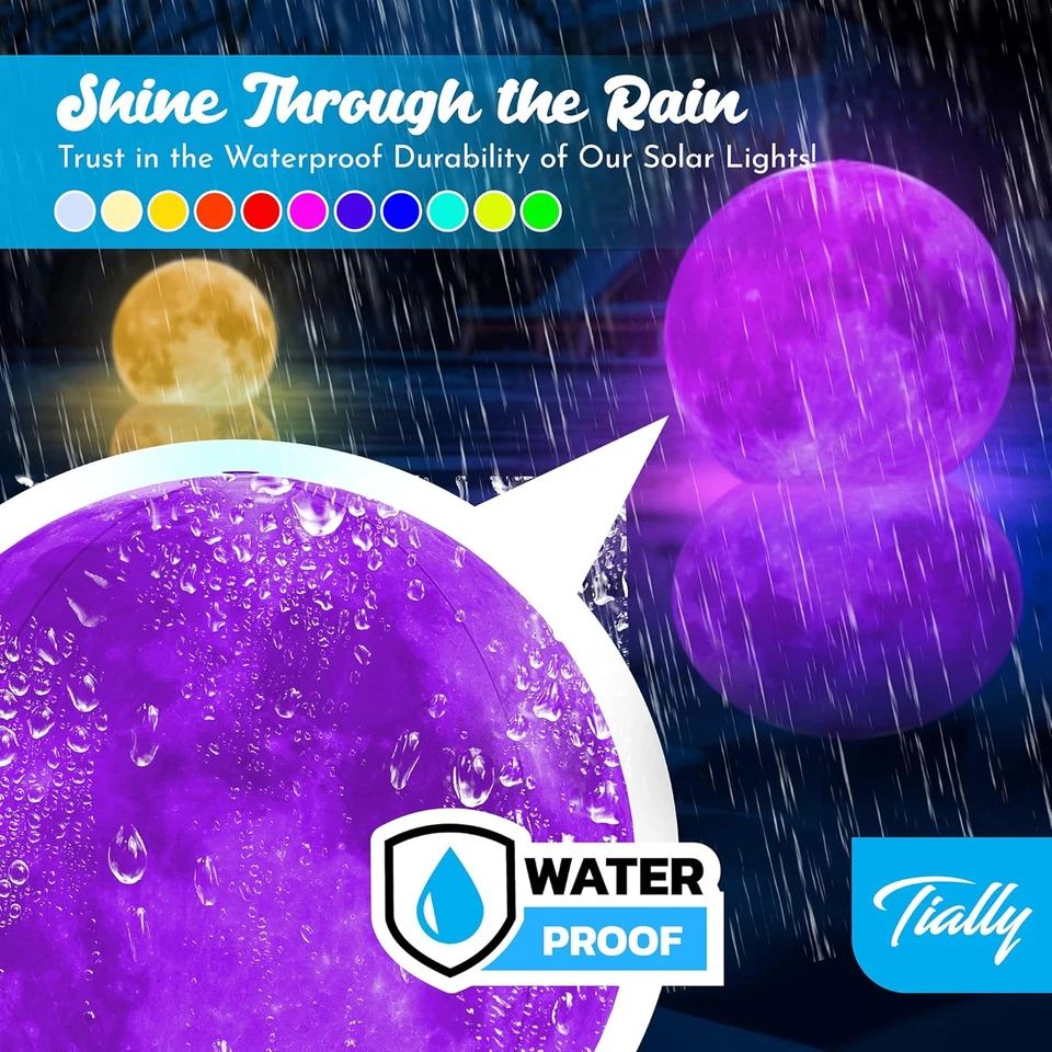 Floating Pool Lights Solar Powered-16" Full Moon Inflatable Light Up Pool Balls - Image 4 of 4
