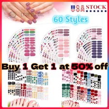 Full Size Nail Wraps Stickers Polish Toe Manicure Art Self Stick Decor 3D Decals