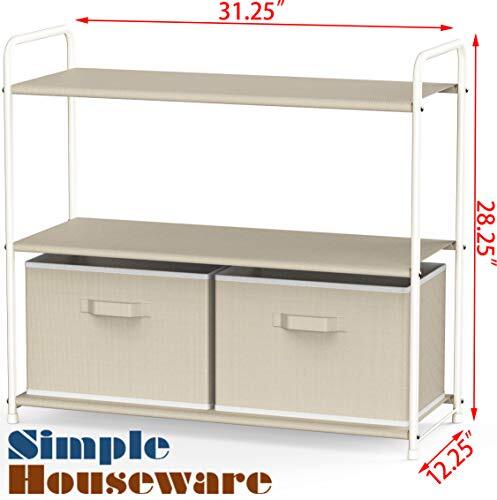 3-Tier Closet Storage with 2 Drawers Beige - Foto 2 di 4