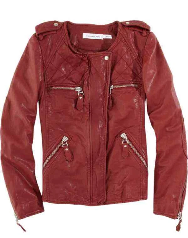 ISABEL MARANT Etoile Red Leather Biker Jacket FR 38 US 6 M $1200 | eBay