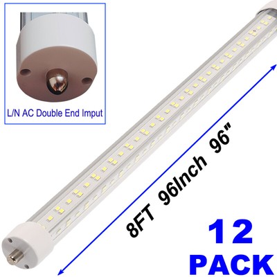 144W T8 8FT LED Shop Light Bulb FA8 Single Pin 8 Foot LED Tube Light Bulb 12 PCS