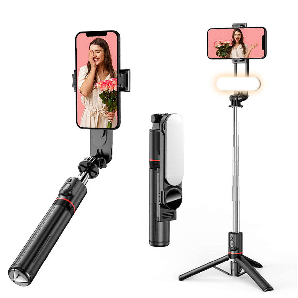 Bluetooth Removable Light Selfie Stick Tripod For iPhone 14+ 13 12 Pro Max 11 XS