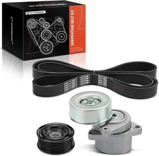 Engine Serpentine Belt Drive Kit with Tensioner & Idler Pulley Compatible with N