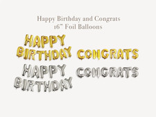 16" Happy Birthday or Congrats Foil Balloons Choose Color and Phrase