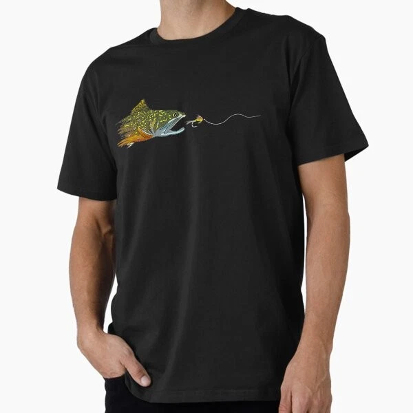 Fly Fishing Brook Trout Dry Fly Tying Fisherman Premium T-Shirt L XL Gift, Rare