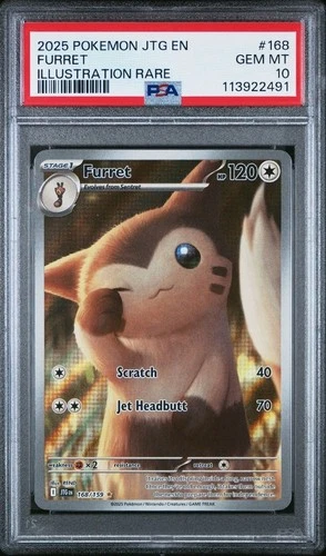 PSA 10 GEM MINT 2025 FURRET JTG EN 168/159 JOURNEY TOGETHER ILLUSTRATION RARE😍