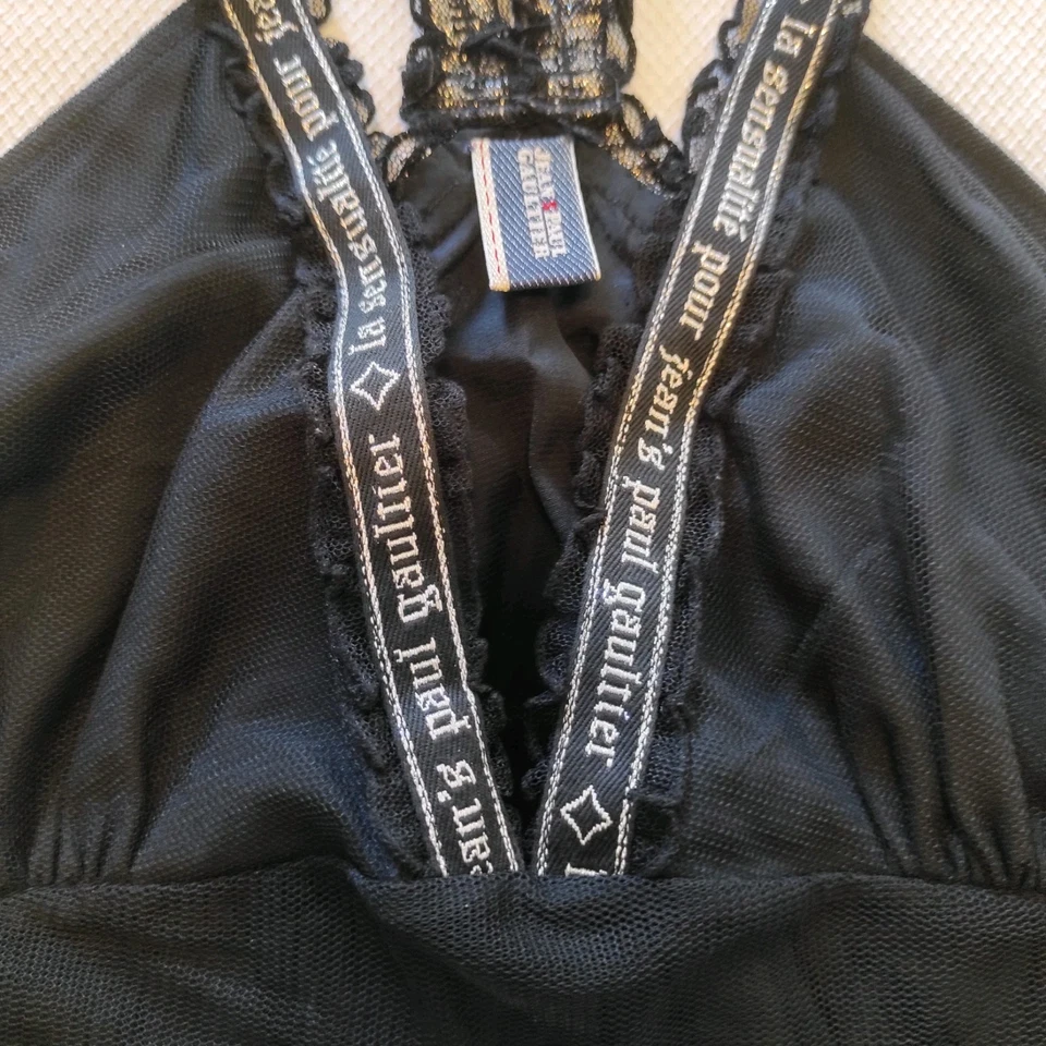 Jean Paul Gaultier Vintage Top Size XS Layered Black Mesh Semi Sheer - Photo 2/4