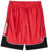 AND1 Men's 11" Red Core Active Performance Gym Mesh Basketball Shorts: L