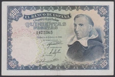 Spain 500 Pesetas 19-02-1946  VF  P. 132a,    Banknote, Circulated