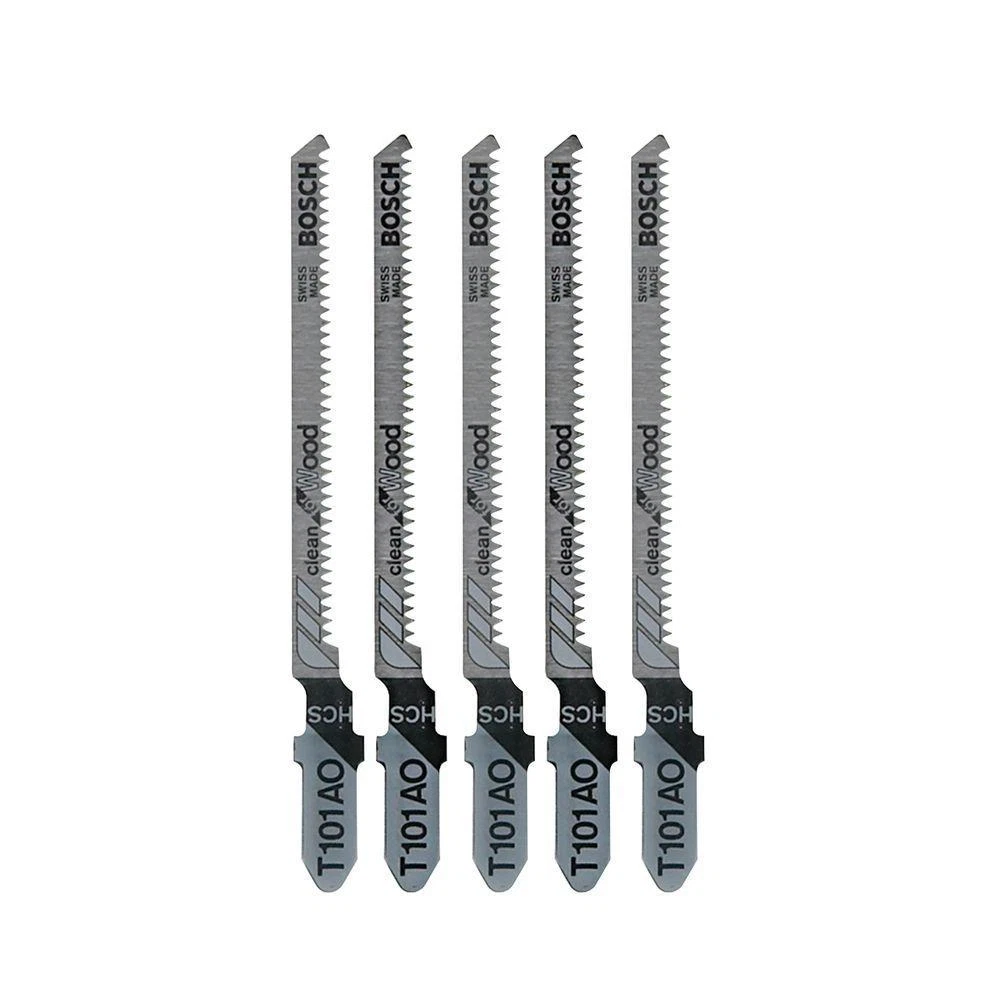 5 x Bosch brand T101AO Jigsaw blades clean cut laminates plywood mdf curve cut