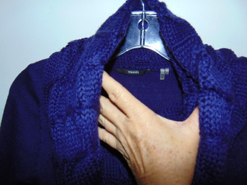 Tahari Cowl Neck Sweater Purple Abstract Cable Womens Knit Whimsigoth Classic XS - Picture 9 of 13