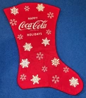 Coca-Cola Red Felt Christmas Stocking Happy Holidays Flared Top 2009 Coke