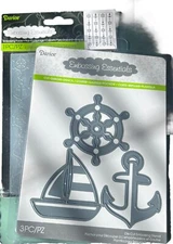 Darice Embossing Essentials Nautical Dies & Emboss Sailboat Anchor Ship Wheel