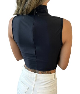 FENDI Vintage FF Logo Sleeveless Top #42 Zip High Neck Polyamide