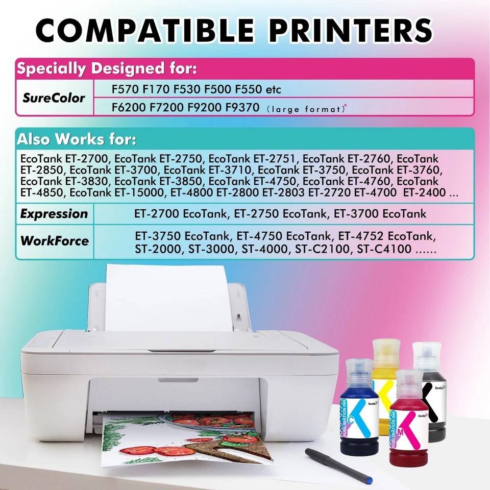 1200ML KOALA Sublimation Ink Compatible with Epson F170 F570 2803 2400 2800 4800 - Image 2 of 4