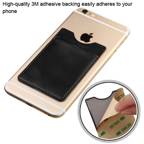 Bolsa adhesiva para tarjetas MYBAT de cuero genuino negro Foto 2 de 4