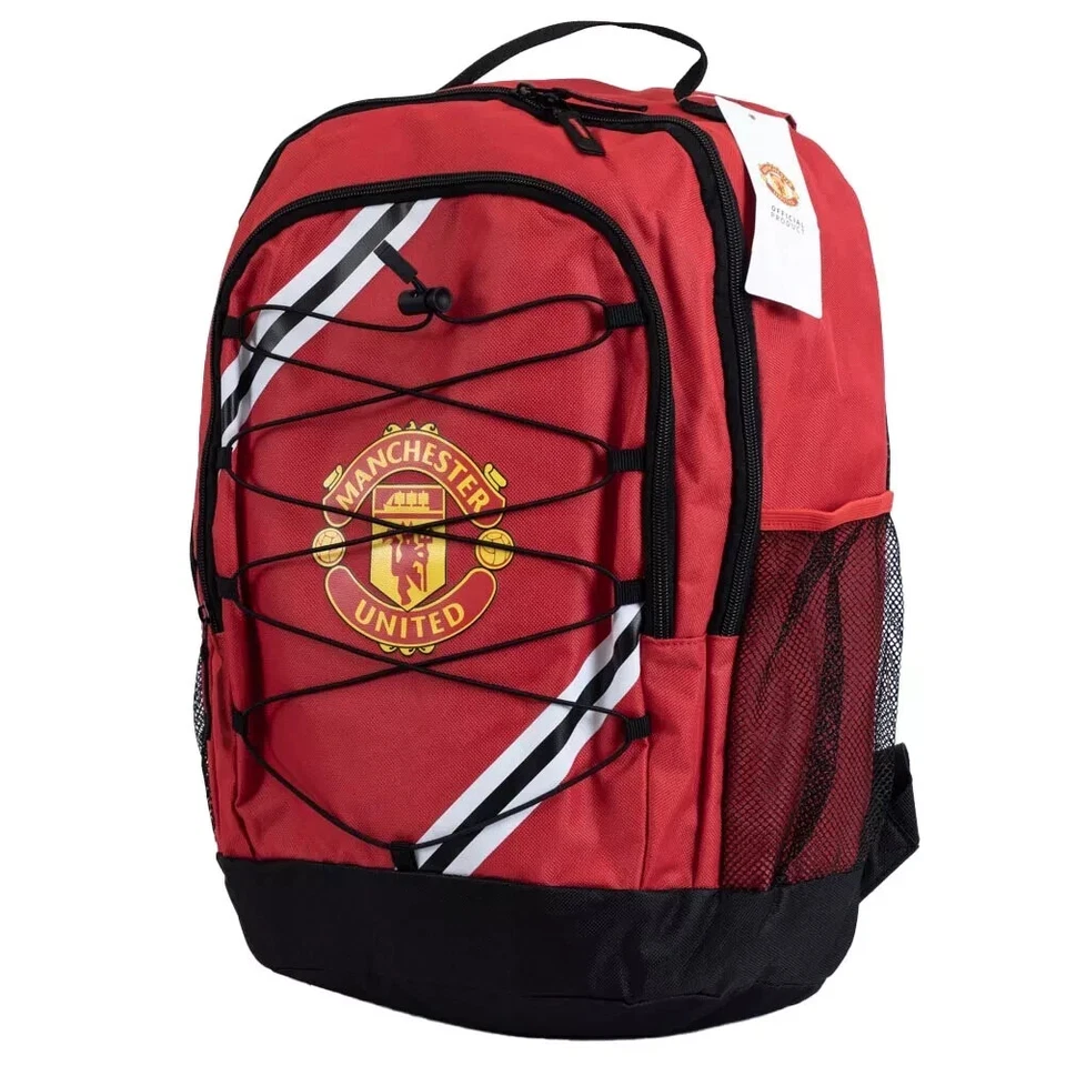 Manchester United Rucksack Streifen offiziell lizenziert Geschenk Jungen & Mädchen Schultasche - Bild 4 von 4