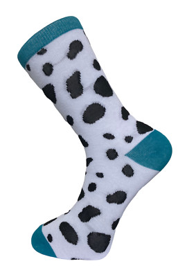 Frederick Thomas dalmatian dog black and white print spotty mens cotton socks