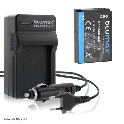 1x Akku + Lader für Samsung SLB-11A TL320, TL350, TL500  WB600 WB650 900 mAh
