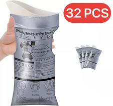 Pack of 32 Disposable Urinal Bags Camping Pee Bags Unisex Urine Bag Vomit Bag