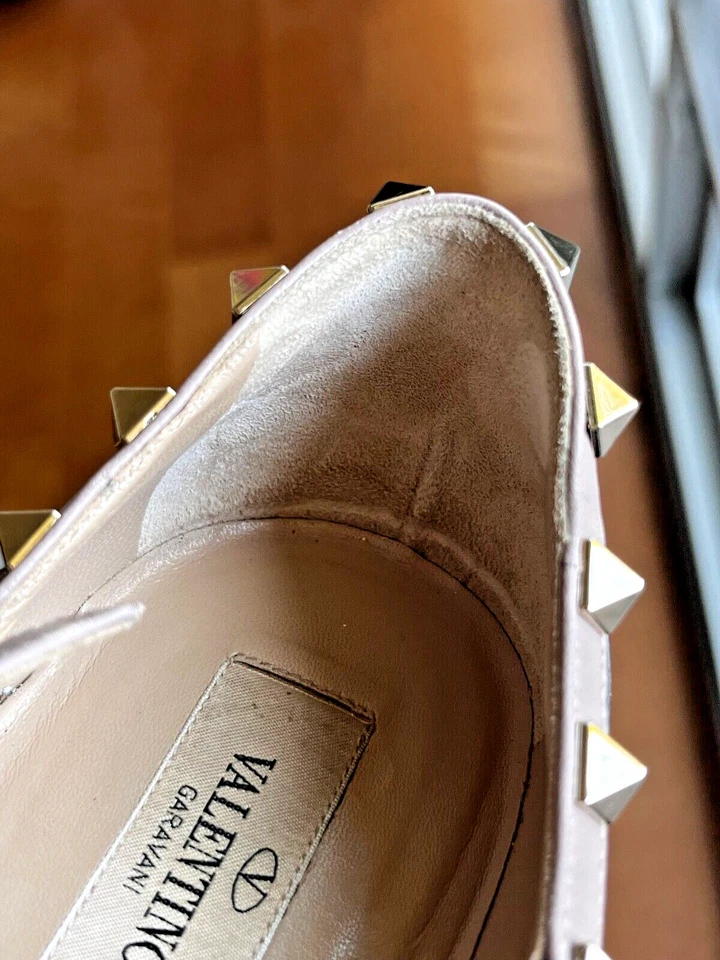 Zapato plano bailarina Valentino Rockstud charol enjaulado para mujer (talla 39) negro Foto 4 de 4