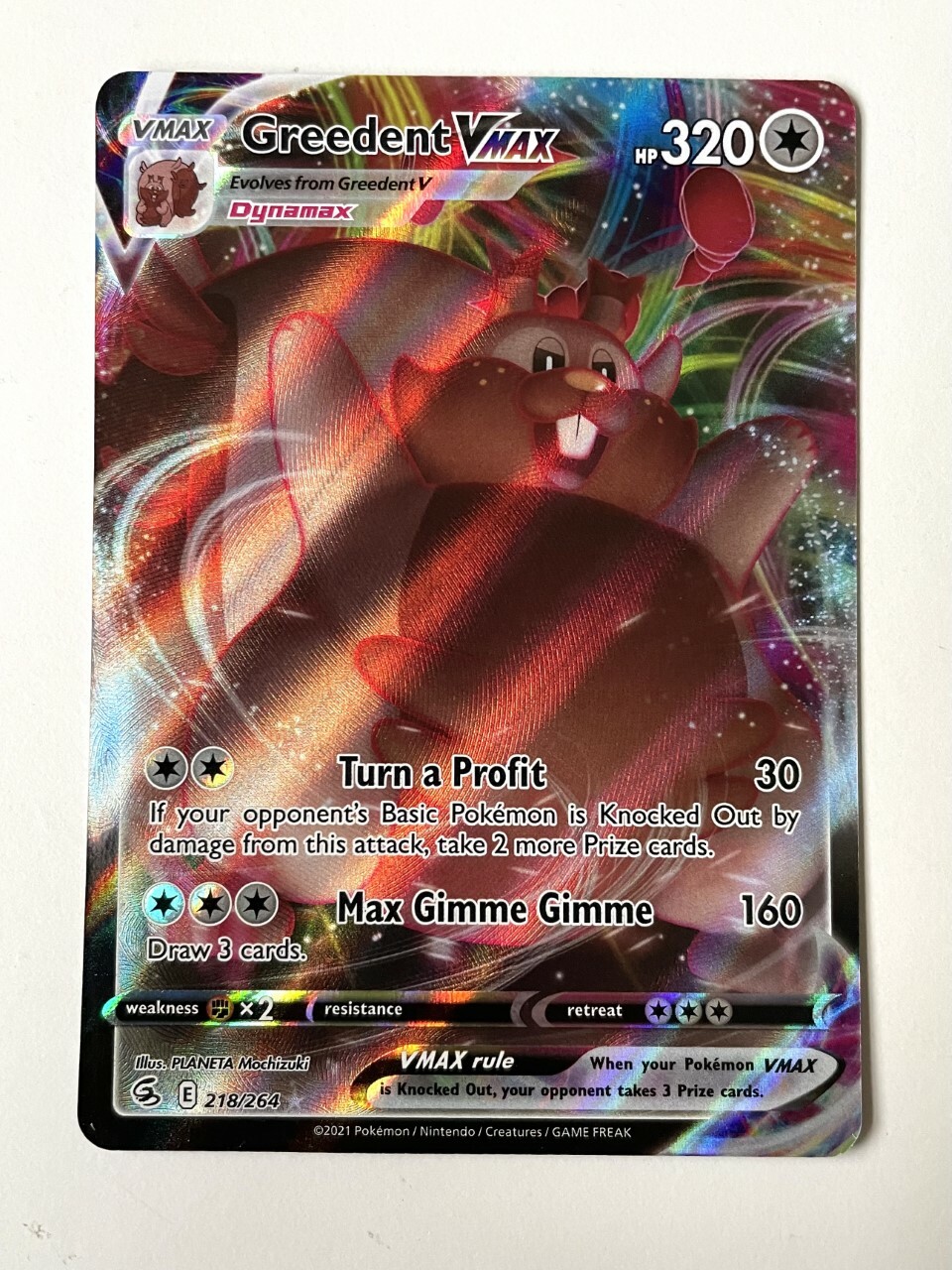 Pokemon Card TCG Greedent VMAX 218/264 Fusion Strike - Mint