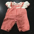 Vintage 1980s Cabbage Patch Kids Red Gingham Overalls Romper  Outfit