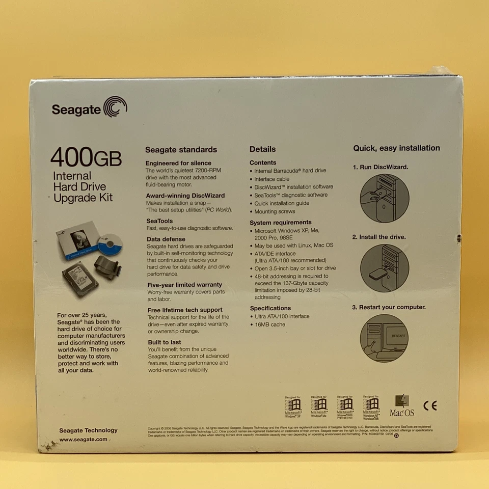 SEALED!! SEAGATE Barracuda 400gb 7200rpm Upgrade Kit Internal Hard Drive HD*NEW* - Image 2 of 4