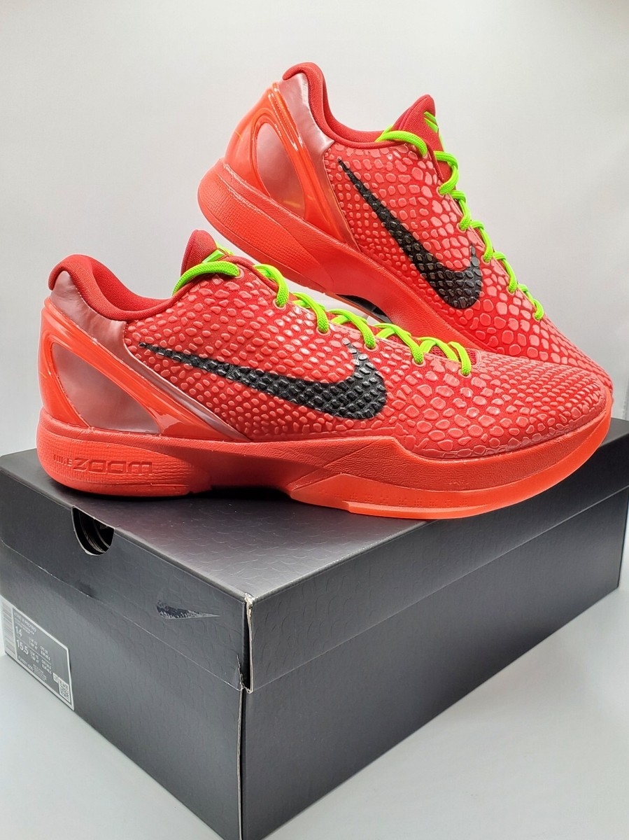 NIKE KOBE BRYANT 6 VI PROTRO REVERSE GRINCH RED/GREEN SIZE
