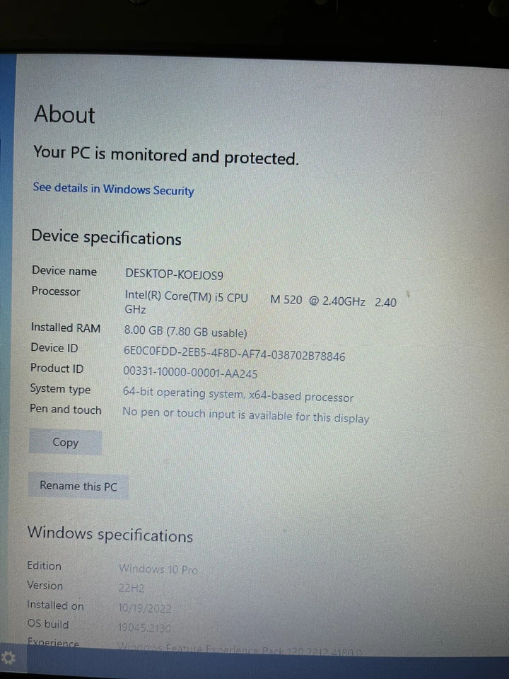 Portátil y cargador Fujitsu Lifebook S710 Core i5 2,40 GHz 8 GB RAM 128 GB SSD Foto 3 de 4