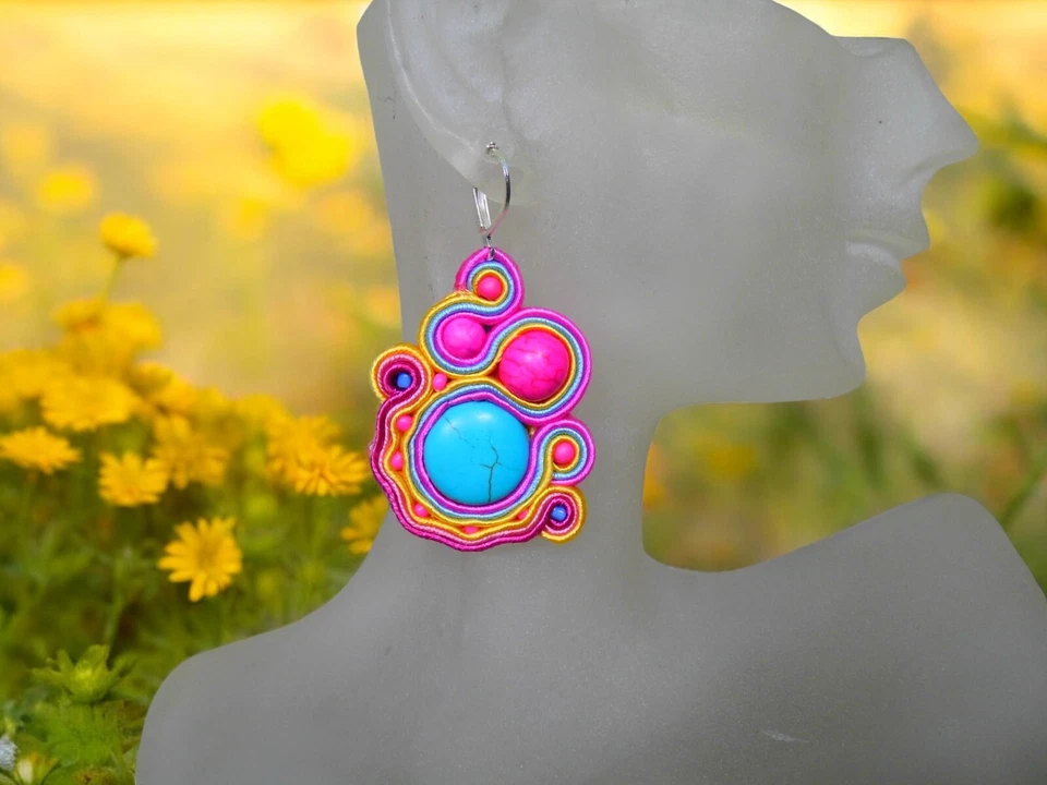 Ohrringe Technik soutache Kunsthandwerk  - Bild 3 von 4