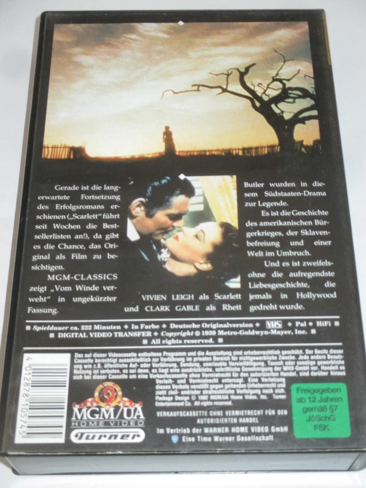 MGM - Vom Winde verweht - VHS/Drama/Clark Gable/Vivien Leigh/'39 - Bild 2 von 2