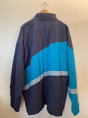 Vintage Cheetah Mervyns Men’s 1990s Zip Windbreaker Blocks Blue Size 2XL NEW NWT - Picture 8 of 11