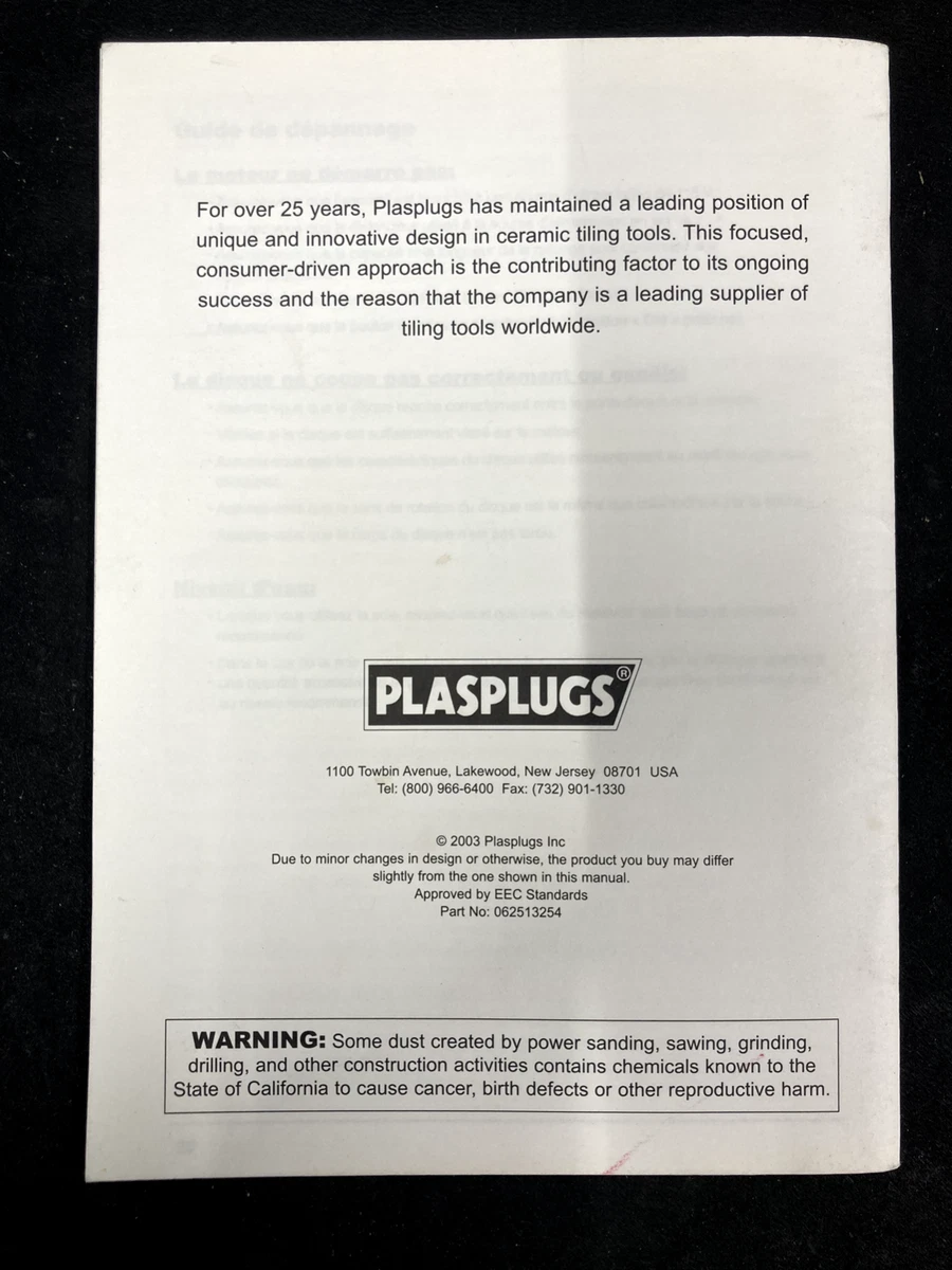Plasplugs wet saw outlet