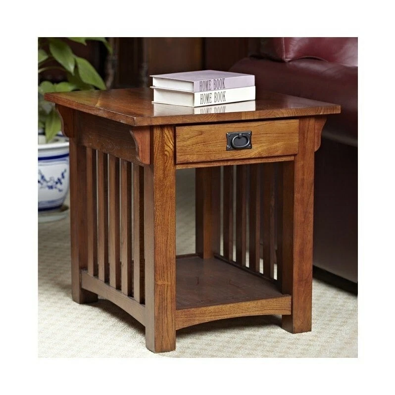 Leick Furniture Wood Mission End Table with Storage Drawer and