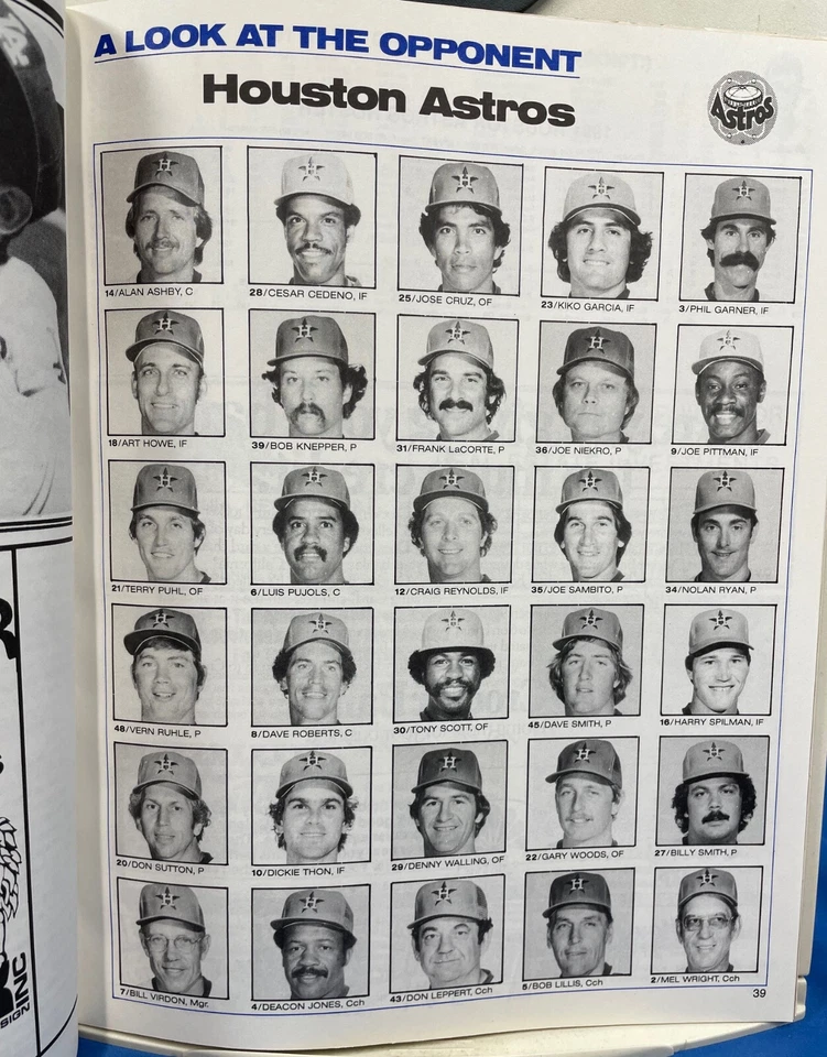 1981 LA Dodgers vs Houston Astros Playoff Game Program UNSCORED Nolan Ryan - Image 3 of 4