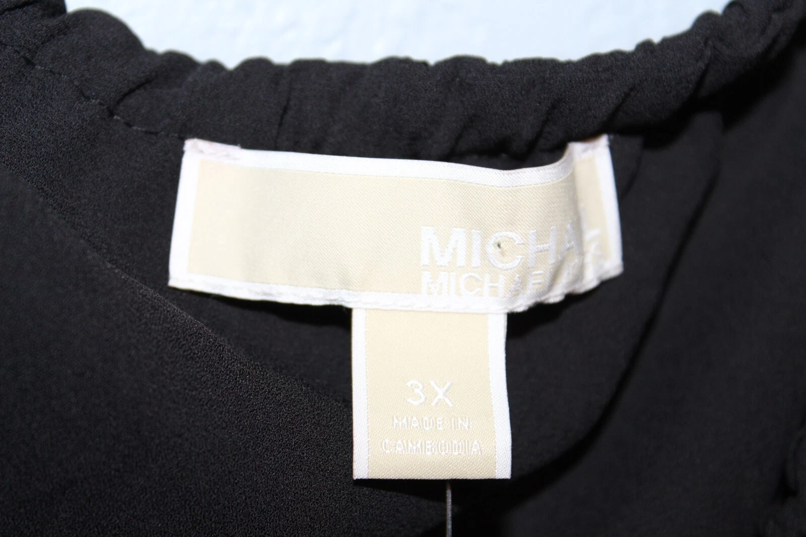 Top donna Michael Kors nero con volant spalle scoperte nuovo $88 taglie forti 3X nuovo con etichette