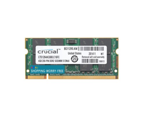 Crucial 1x4GB 800MHz PC2-6400S DDR2 800 SODIMM CT51264AC800 Laptop Memory - Picture 3 of 4