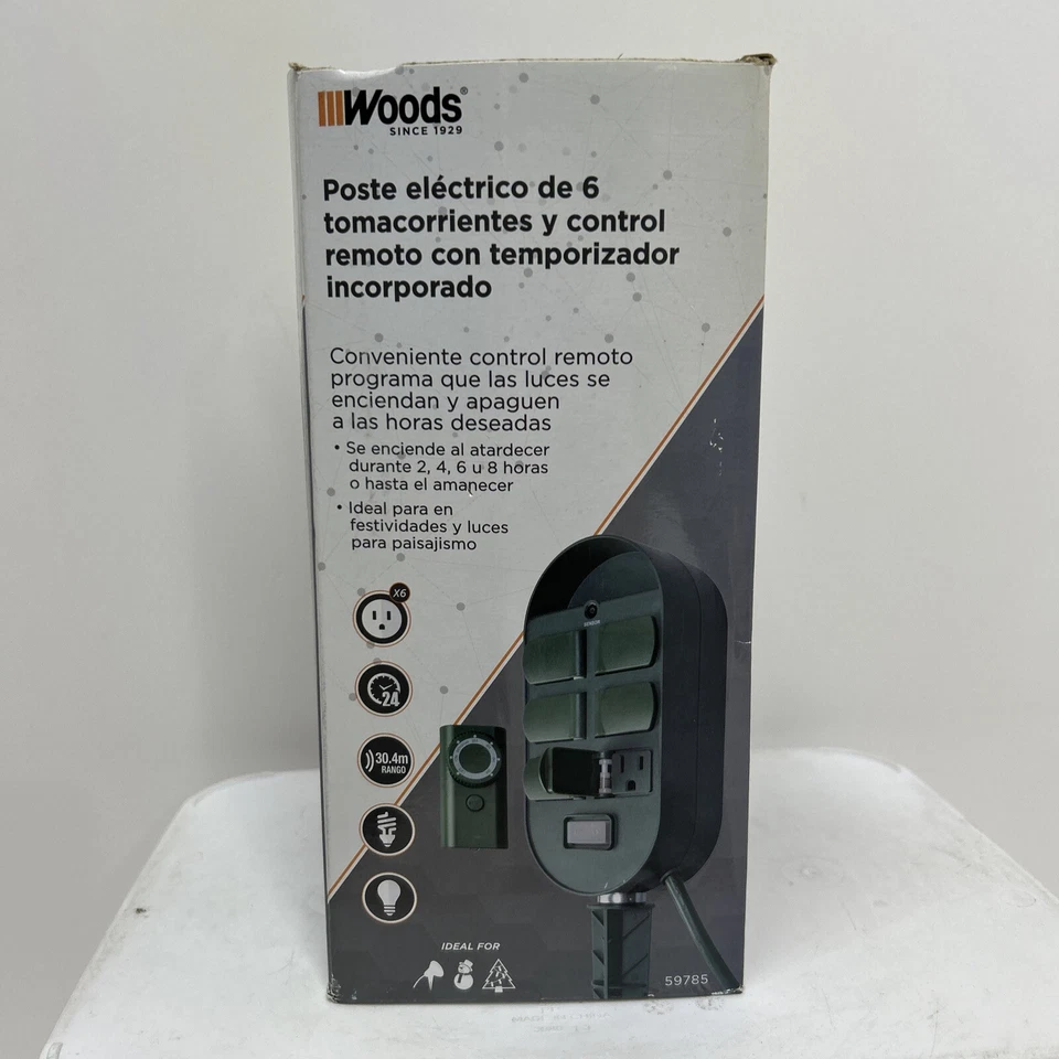 Woods 59785 6-Outlet Yard Timer for Christmas Lights or LEDs & Wireless Remote - Image 2 of 4