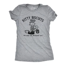 Womens Kitty Biscuits T Shirt Funny Cute Baking Kitten Tee for Ladies