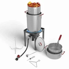 30 Qt Turkey Fryer Cooker Set And 10 Qt Fish Fryer With Steamer Complete Set In