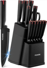 13-Piece Kitchen Knife Set with Block Stainless Steel Built-In Sharpener