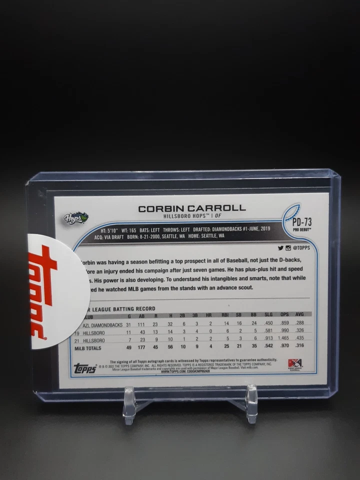 2022 Topps Pro Debut Auto Corbin Carroll #PD-73 Auto - Image 2 of 2