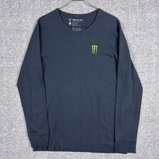 Monster Energy Shirt Mens XL Black Green Long Sleeve Thermal Waffle Knit