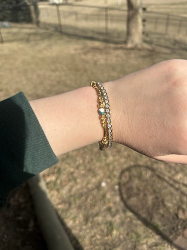 14K Natural 3 Carat Diamond Yellow Gold Tennis Bracelet - Picture 9 of 10