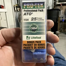 Littelfuse ATO 15A / 15 AMP Fuses OEM PRO-TEK Professional Pack ( 25 Pack )